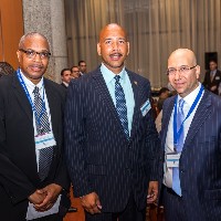 James O’Neal, Executive Director of Legal Outreach, Bronx Borough President Ruben Diaz Jr. and Shimon Shkury, President of Ariel Property Advisors
