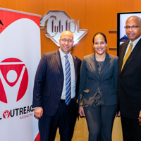 (L-R) Shimon Shkury, President of Ariel Property Advisors with Massiel Ramos and James O