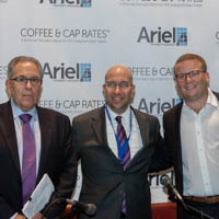 (L-R) Michael Stoler, Madison Realty Capital; Shimon Shkury, Ariel Property Advisors; Ben Curtiss, Kushner Companies; Jason Hart, The Carlyle Group