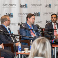 (L-R) Michael Stoler, Madison Realty Capital; Ben Curtiss, Kushner Companies; Jason Hart, The Carlyle Group; Qahir Madhany, The Blackstone Group