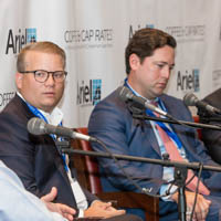 (L-R) Michael Stoler, Madison Realty Capital; Ben Curtiss, Kushner Companies; Jason Hart, The Carlyle Group; Qahir Madhany, The Blackstone Group